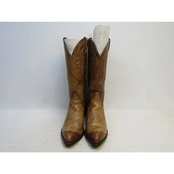 Imperial Mens Sz 8 D Marbled Brown Leather Cap Toe Cowboy Boots